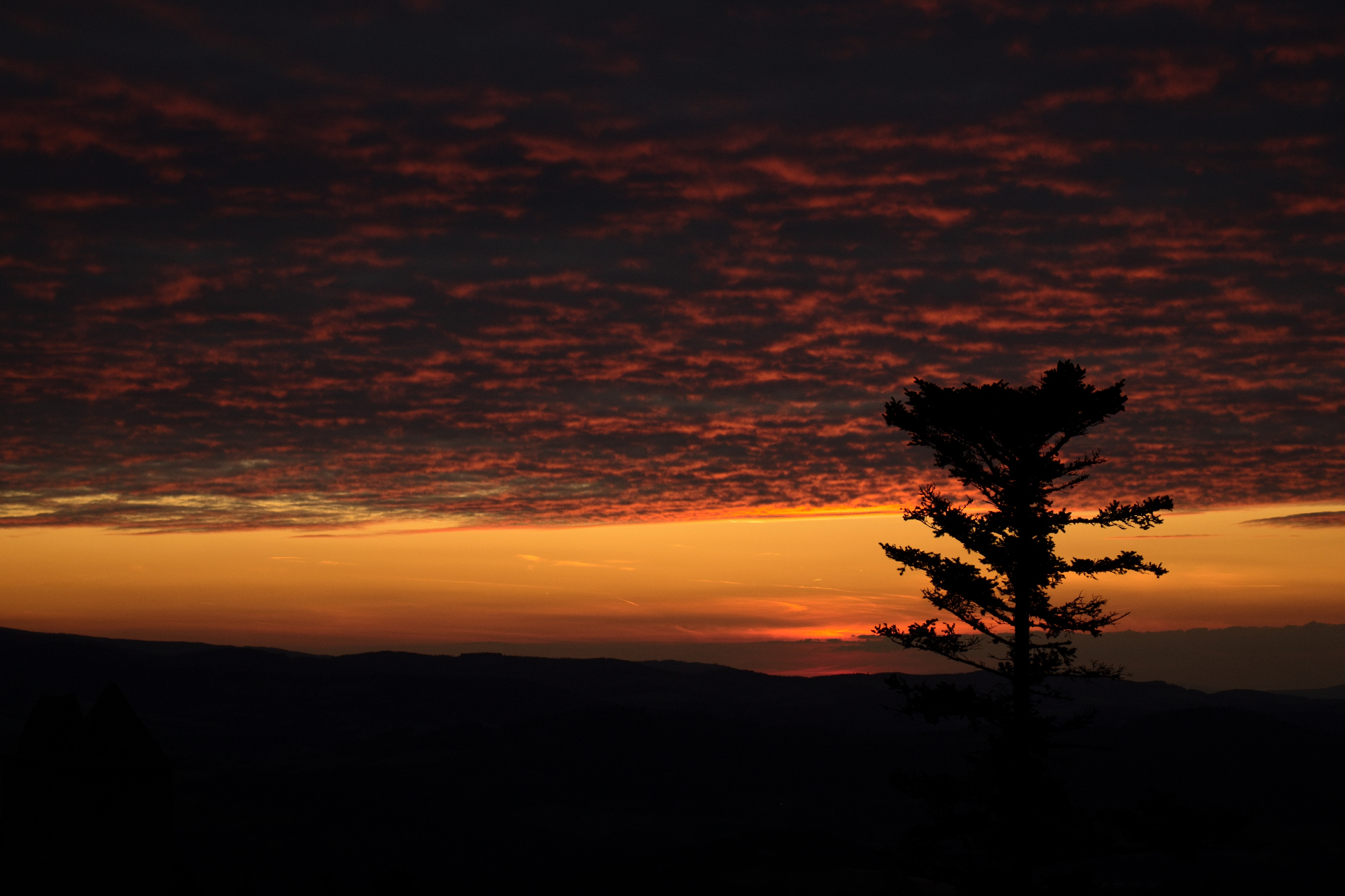 Crimson sky at dusk