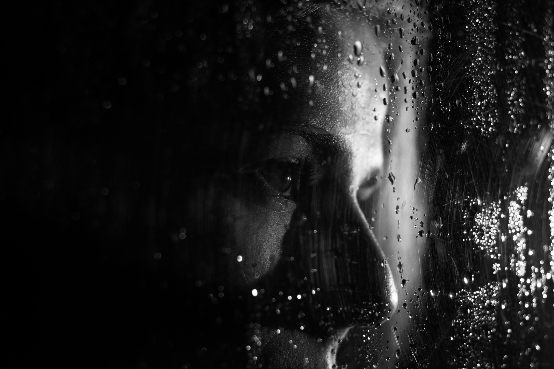 Profile in rain